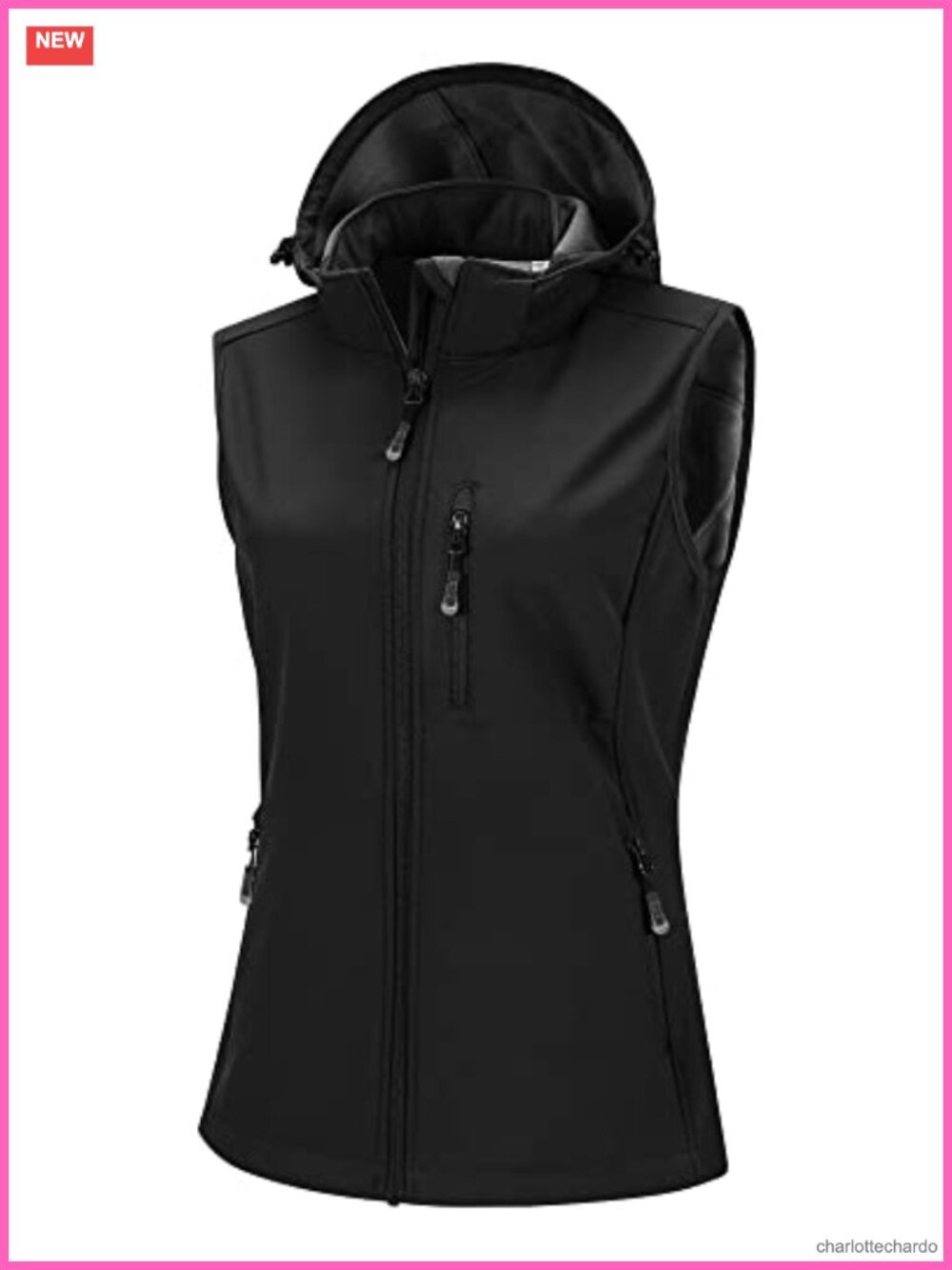 Women's Hooded Softshell Vest Fleece Lined Lightweight Windproof Running